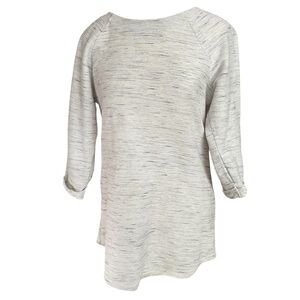 Woman's Light Gray Textured Cuffed Long Sleeve‎ Zip Back Top Sz.S